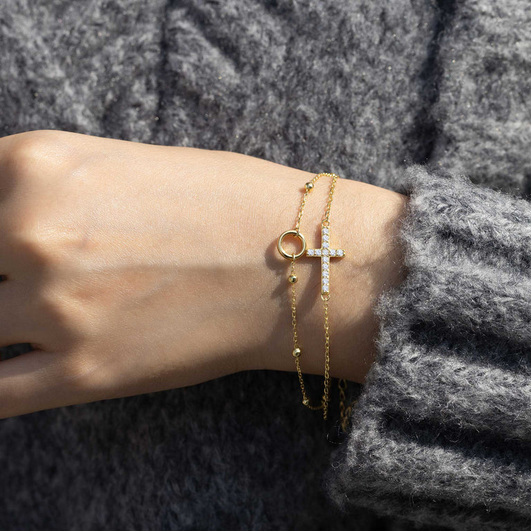 Layered Cross Bracelet