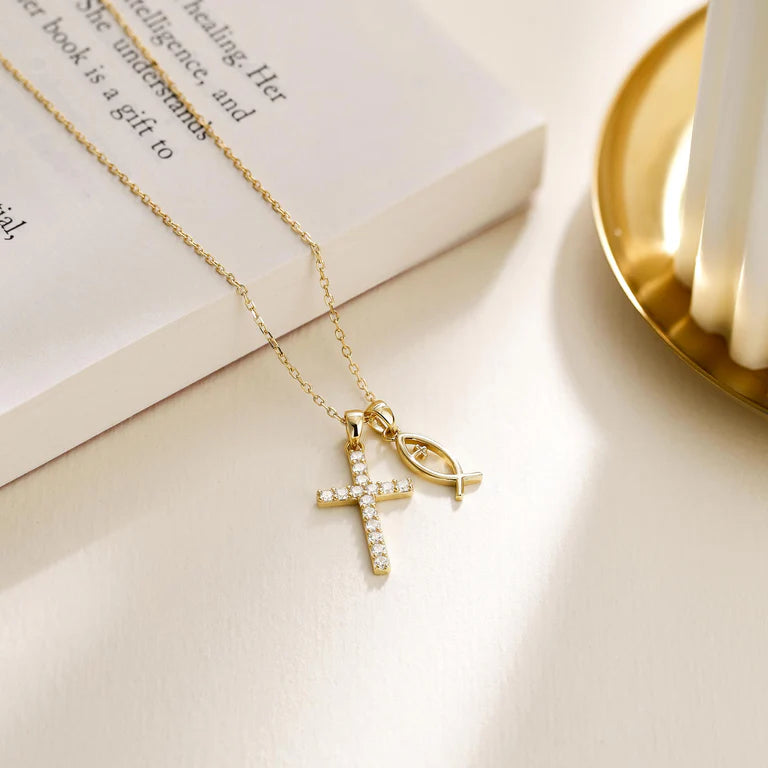 Blessed Cross & Fish Necklace