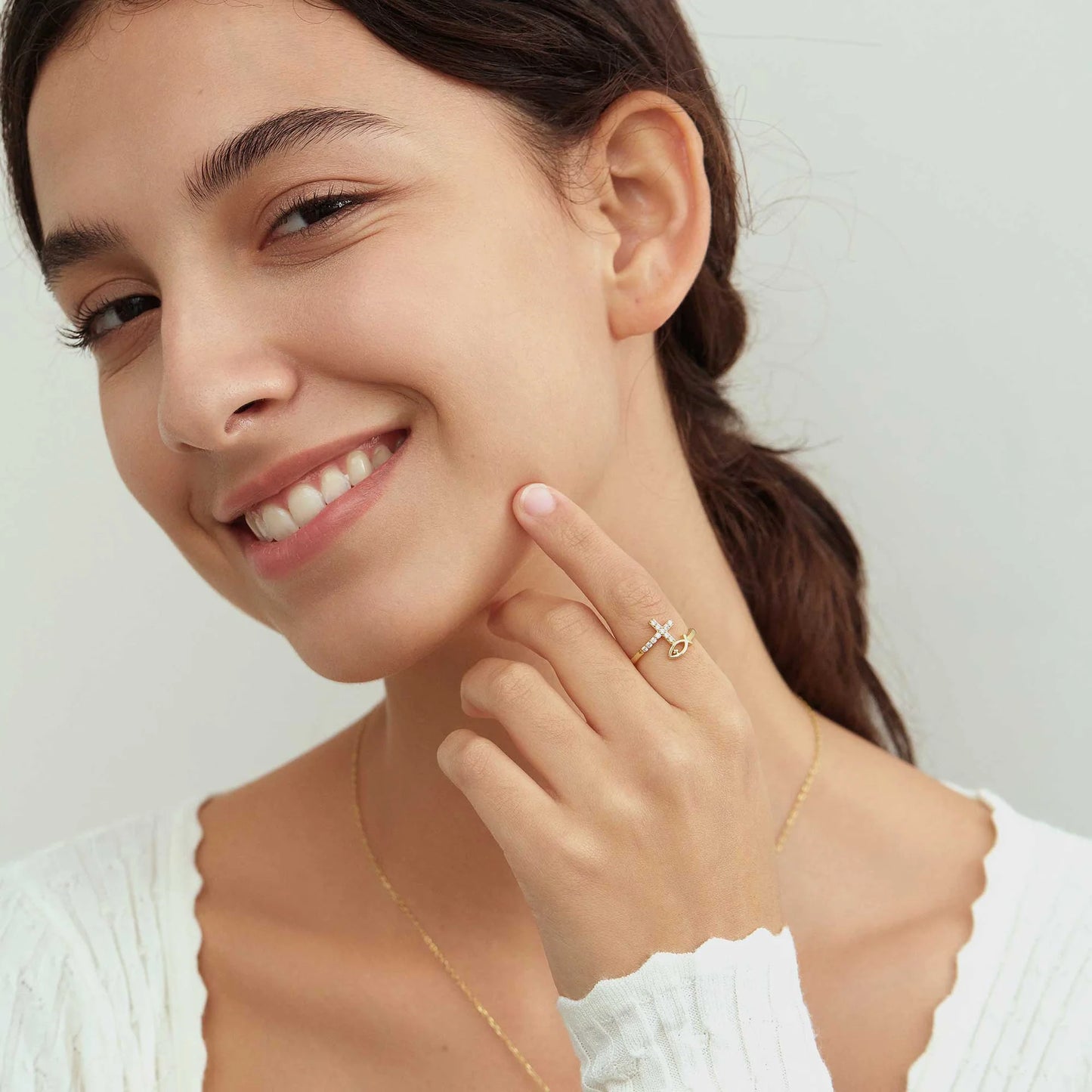Blessed Fish And Cross Ring