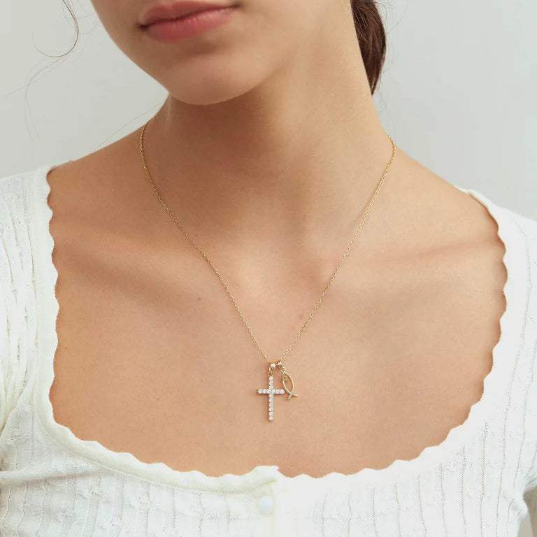Blessed Cross & Fish Necklace
