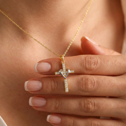 Dual Tone Cross Necklace