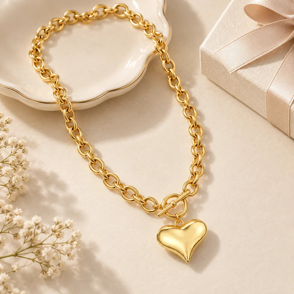 Puffy Heart Pendant Necklace