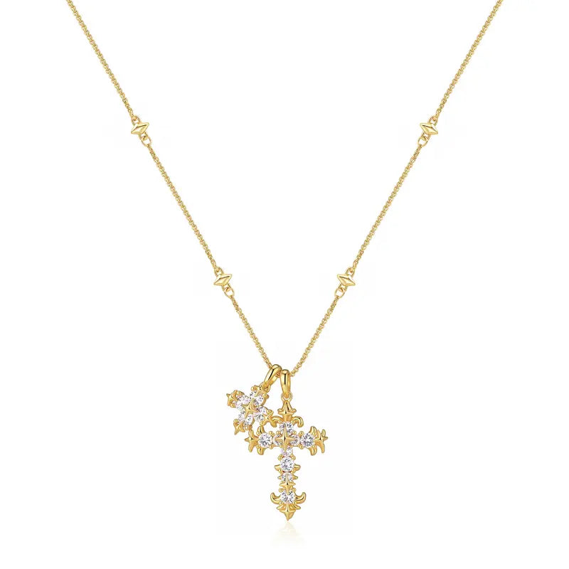 Iris Flower Cross Necklace