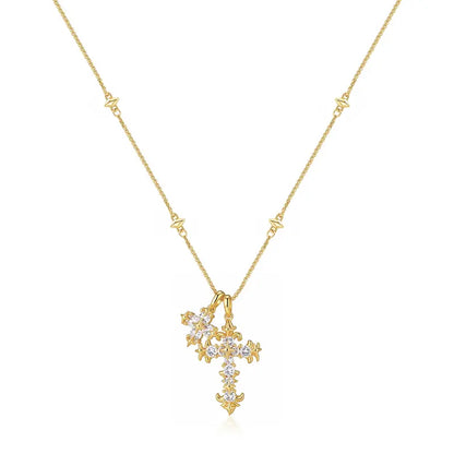 Iris Flower Cross Necklace