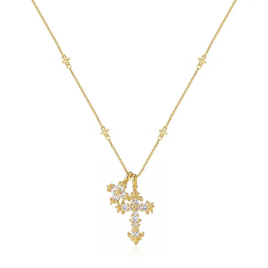 Iris Flower Cross Necklace