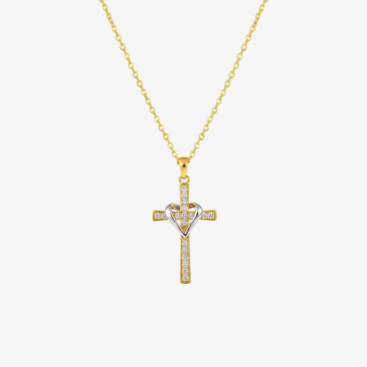 Dual Tone Cross Necklace