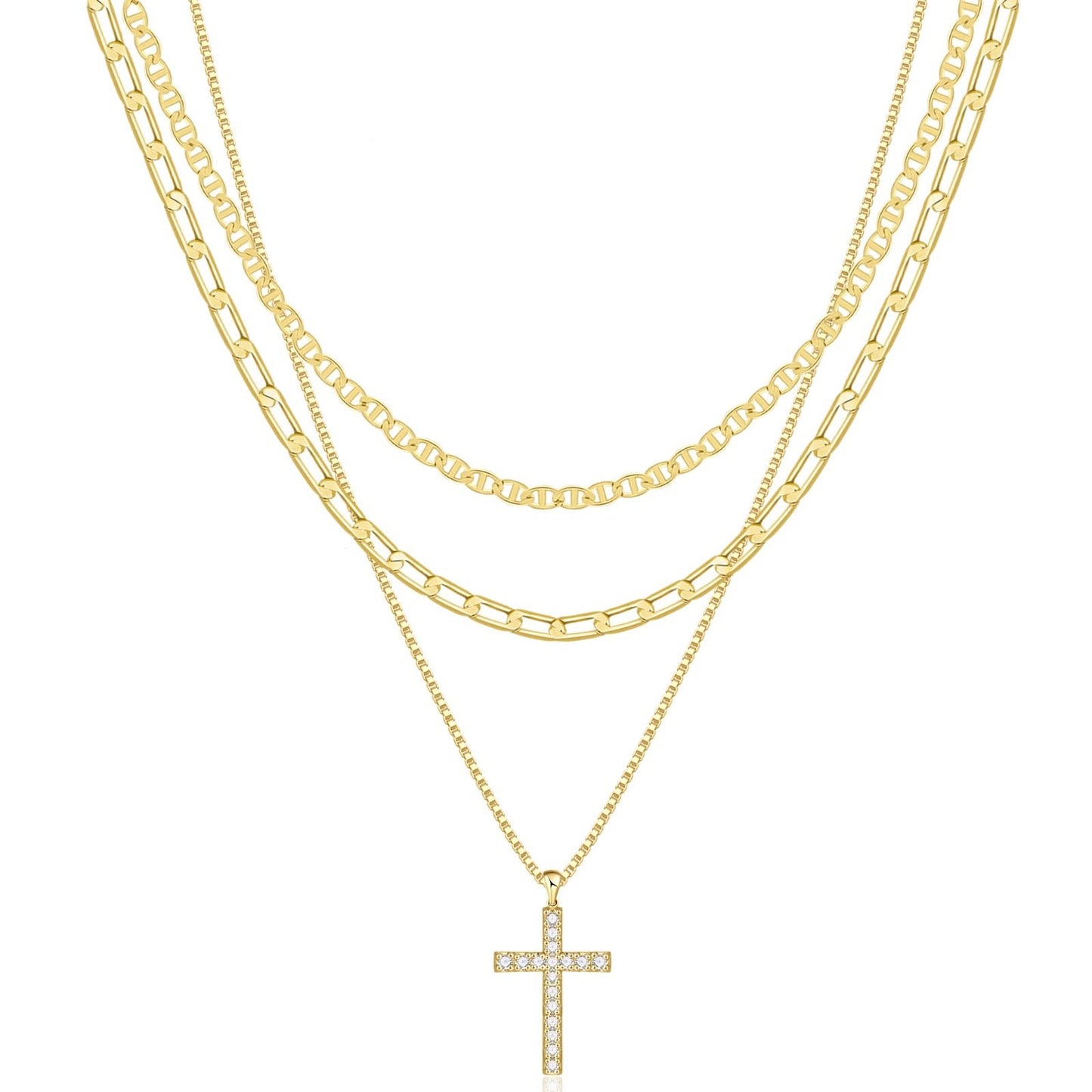 Triple Layer Cross Necklace