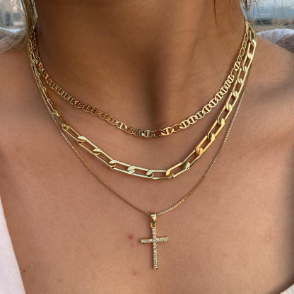 Triple Layer Cross Necklace