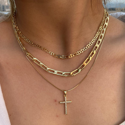 Triple Layer Cross Necklace