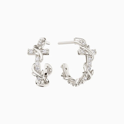 Surrounding Thorns Cross Earrings