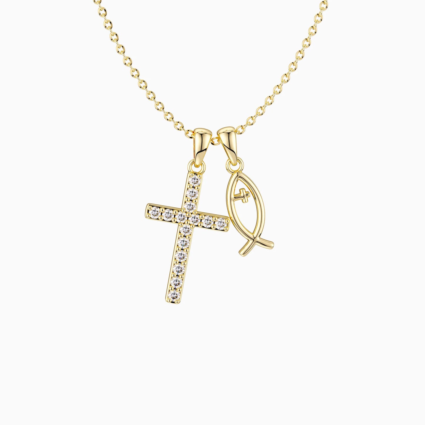 Blessed Cross & Fish Necklace