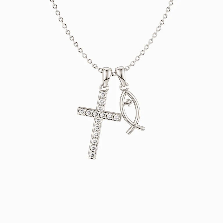 Blessed Cross & Fish Necklace