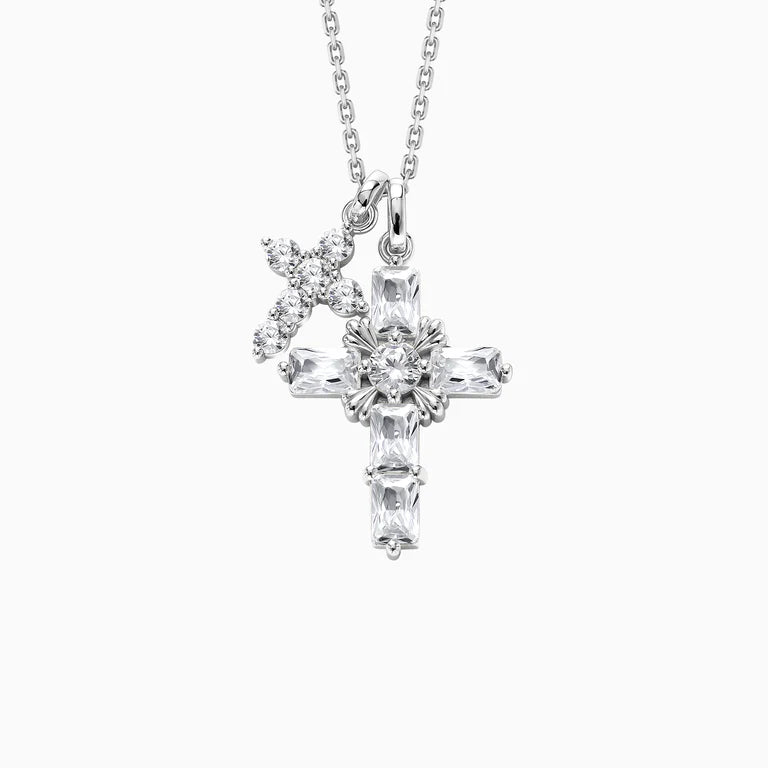 Byzantine Double Crosses Pendant Necklace
