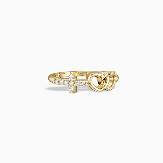 Double Heart Cross Ring