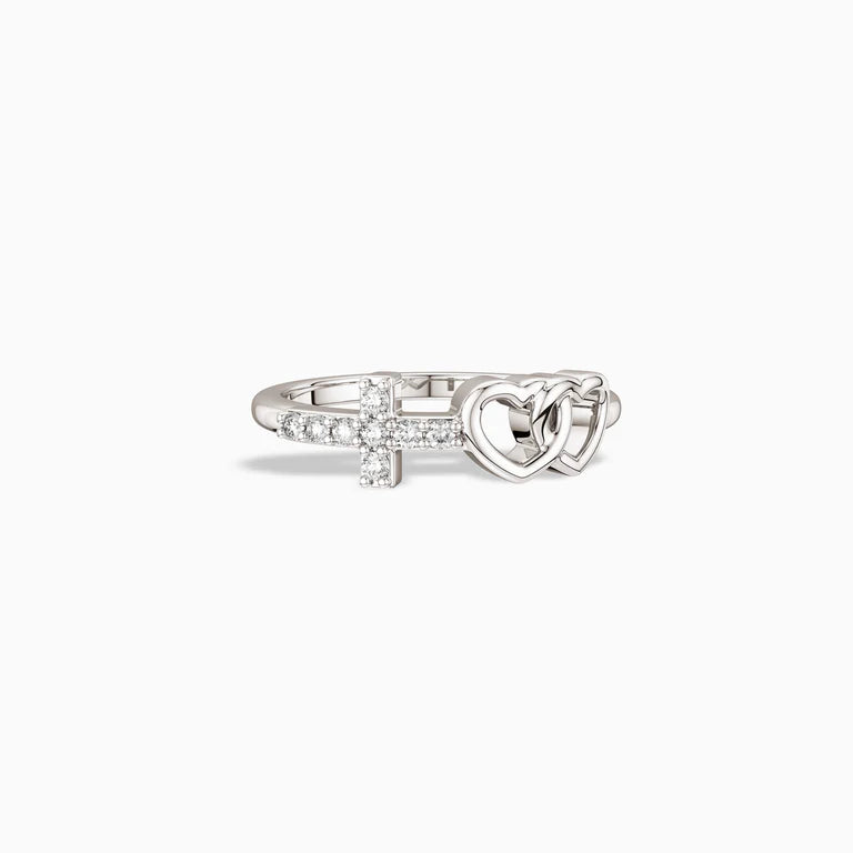 Double Heart Cross Ring