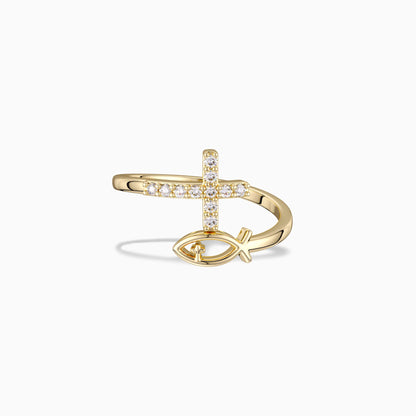 Blessed Fish And Cross Ring
