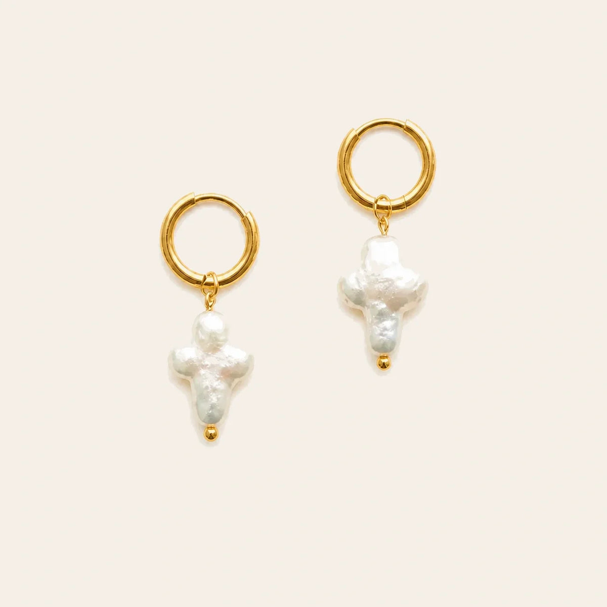 Pearl Cross Earrings
