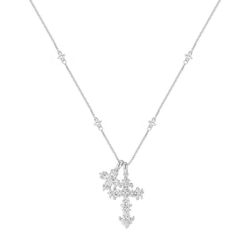 Iris Flower Cross Necklace