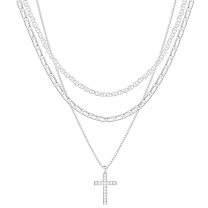 Triple Layer Cross Necklace