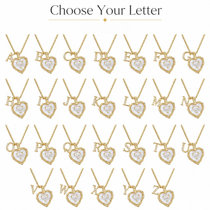 Scalloped Shell Heart Initial Necklace
